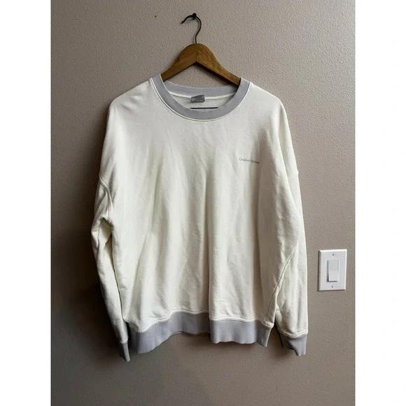 Outdoor Voices Womens Cream Grey Cotton French Terry Crewneck Sweatshirt Medium - Picture 1 of 6